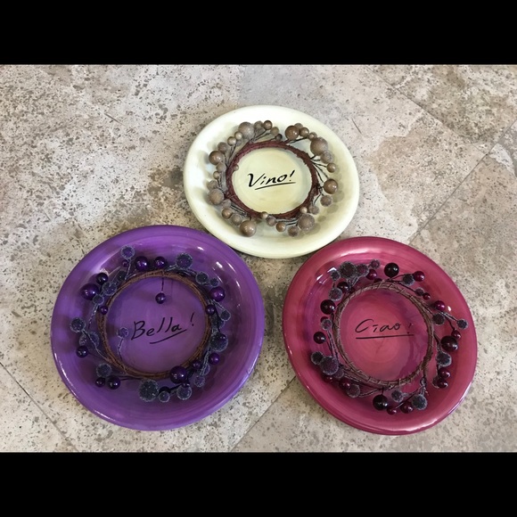 NWT! 3 Italian Themed Plates & Candle Rings - Picture 2 of 7